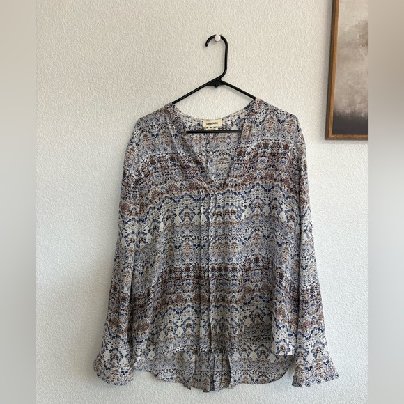 LAGENCE Medium 100% Silk Popover Blouse